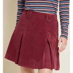 NWOT “Perky Participant Corduroy Skirt” in maroon
